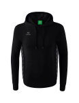 Erima Kapuzenpullover Essential Team Kapuzensweat (weiche Baumwolle, Rippbündchen) schwarz/grau Herren